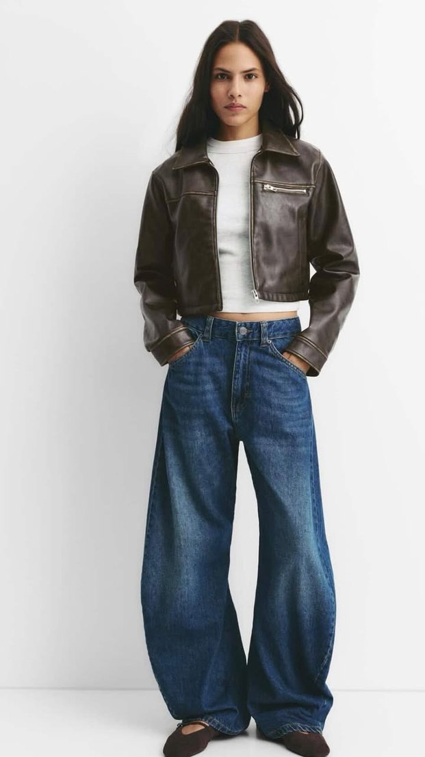 Kahverengi Deri Kemerli Kadın Ceket - Görsel 2