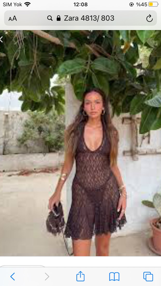 Siyah Dantel Detaylı V Yakalı Mini Elbise - Görsel 2