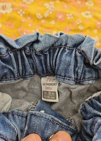 24-36 Ay Beden Kız Çocuk Renkli Düğmeli Bol Kesim Denim Pantolon