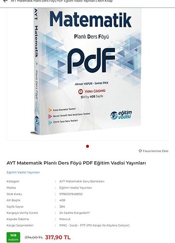  ayt matematik eğitim vadisi föy
