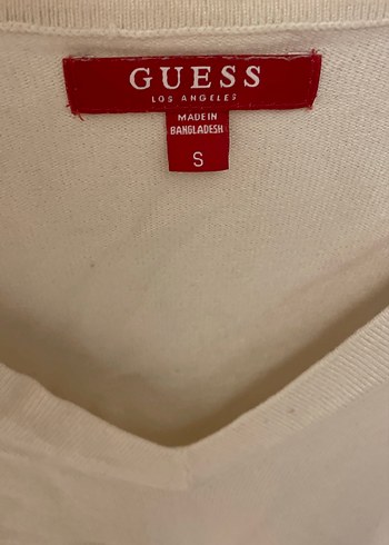 Guess Guess Beyaz V Yakalı Pamuklu Kadın Kazak