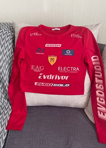 Kız Çocuk Kırmızı Baskılı Uzun Kollu Tişört - Görsel 2