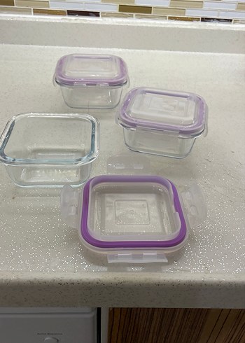  Beden mor Renk Pastel Mor Kapaklı Saklama Kapları Seti üç adet