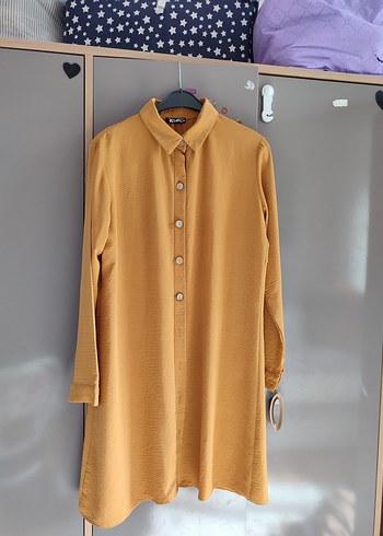 LC Waikiki Sarı Düğmeli tesettür Kadın Tunik