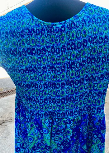 Mavi Bohem Salaş Elbise - Görsel 5