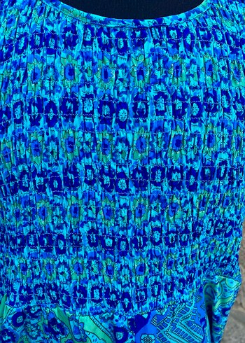 Mavi Bohem Salaş Elbise - Görsel 6