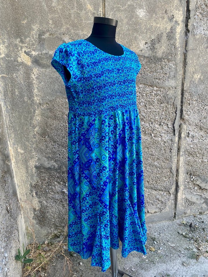 Mavi Bohem Salaş Elbise - Görsel 4