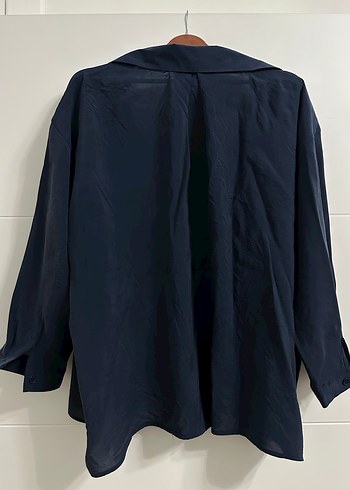 Lacivert Keten Kadın Gömlek - Görsel 2