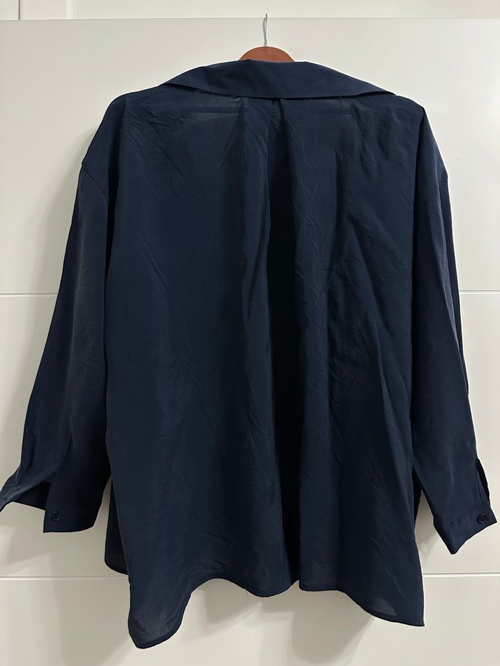 Lacivert Keten Kadın Gömlek - Görsel 2