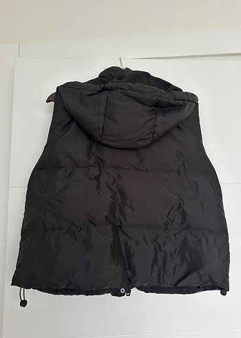 Siyah Düğmeli Kapüşonlu Kadın Yelek - Görsel 2