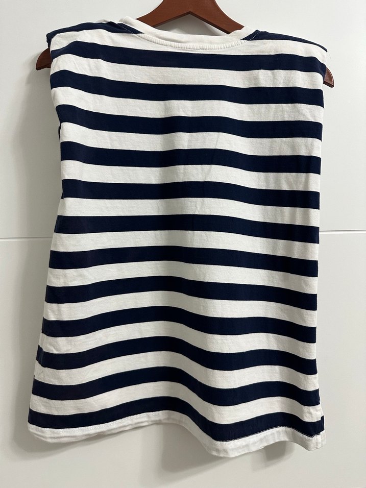 Kolsuz Çizgili Kadın Tişört - Görsel 2