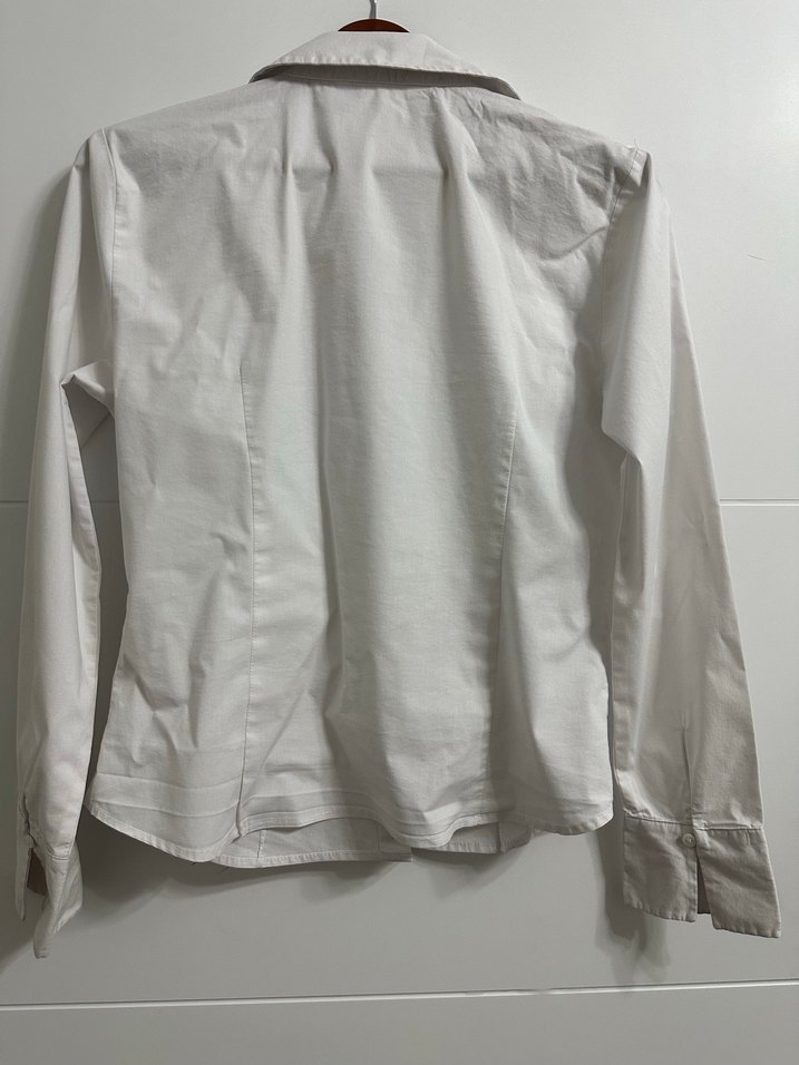 Düğmeli Beyaz Pamuklu Kadın Gömlek - Görsel 2