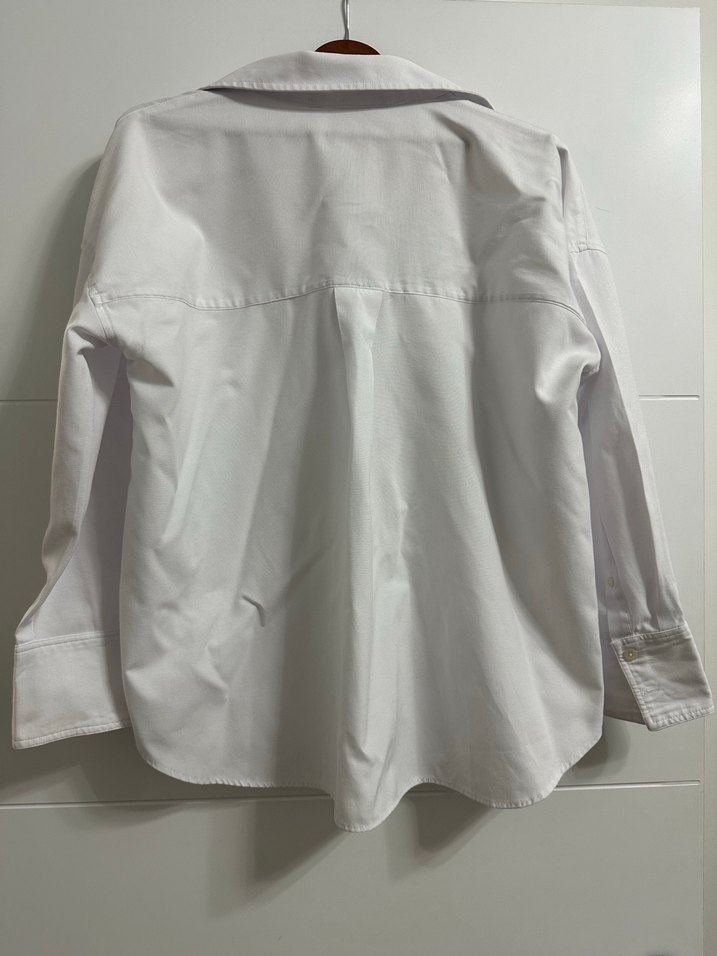 Kadın Gri Keten Uzun Kollu Düğmeli Gömlek - Görsel 2