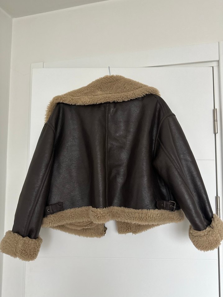 Kahverengi Kürklü Deri Kadın Ceket - Görsel 2