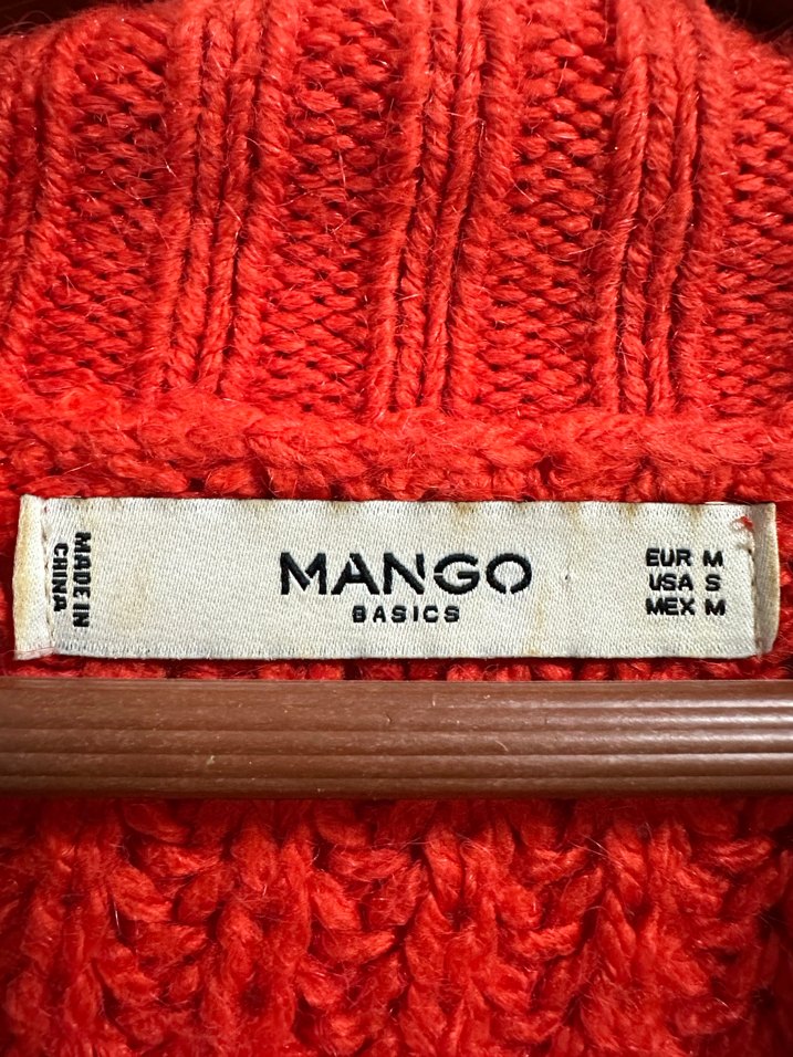 Bohem Kırmızı Örgü Yüksek Yakalı Kadın Kazak - Görsel 3