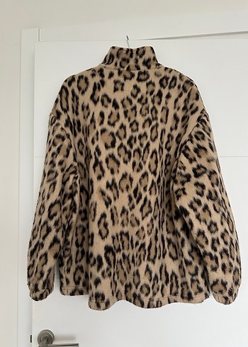 Leopar Desenli Kahverengi Kadın Mont - Görsel 2