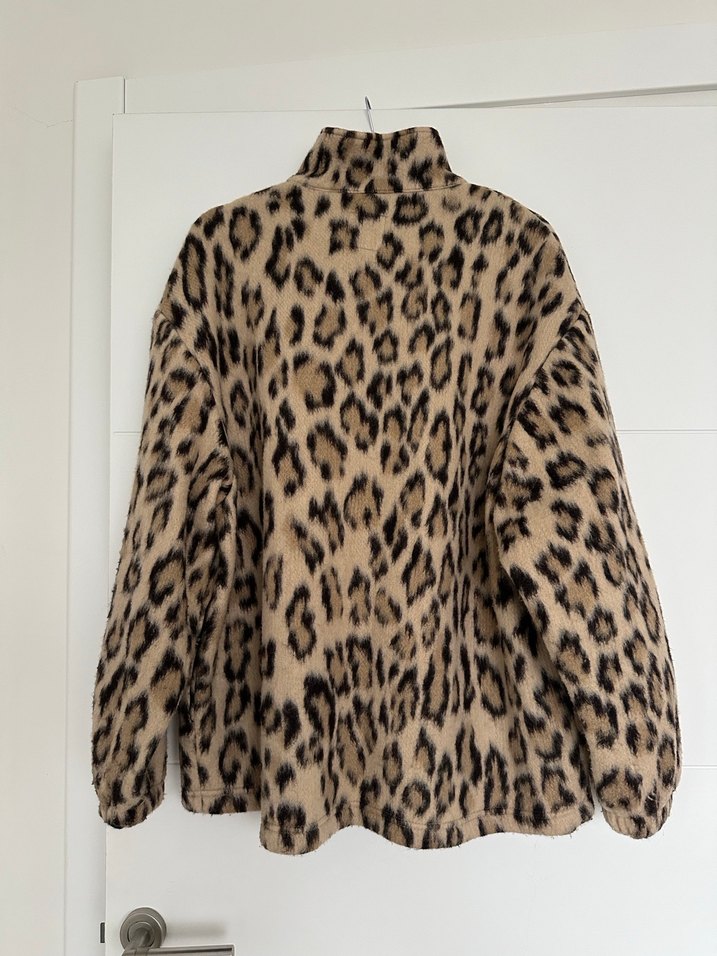 Leopar Desenli Kahverengi Kadın Mont - Görsel 2