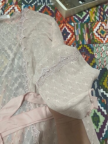 s Beden pembe Renk Üçlü pijama takımı sabahlıklı