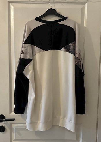 universal Beden beyaz Renk Geniş Kesim Baskılı Kadın Sweatshirt