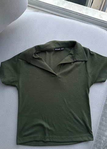 Koyu Haki Kısa Kollu Polo Tişört
