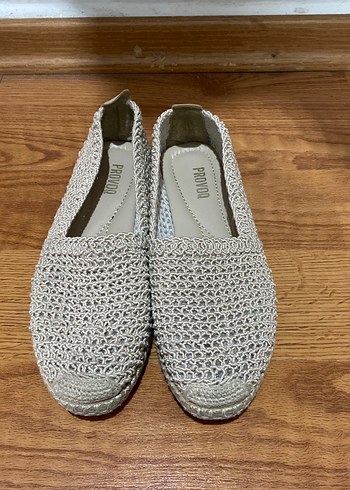 Örgü Detaylı Beyaz Kadın Dolgu Topuk Espadril - Görsel 2