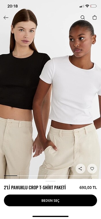 Stradivarius crop tişört ikili