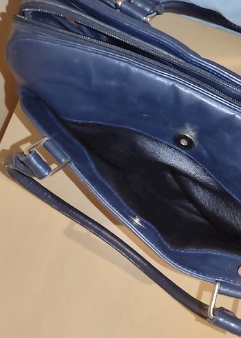 Klasik siyaha yakın koyu lacivert Deri Kadın Çanta - Görsel 9