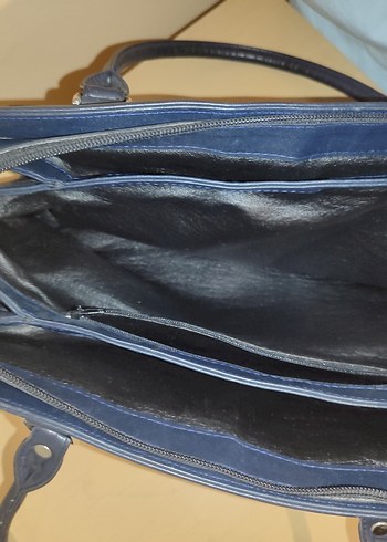 Klasik siyaha yakın koyu lacivert Deri Kadın Çanta - Görsel 6