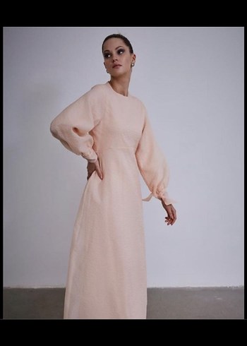 Suud Collection Somon Renk Tesettür Abiye