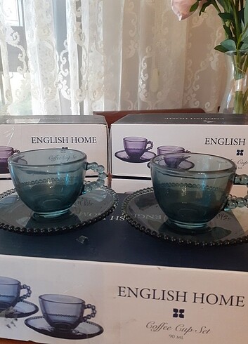 ENGILSH HOME 2 Lİ ÇAY FİNCANI CAM ÇOK ŞIK SIFIR KUTULU ÜRÜN 