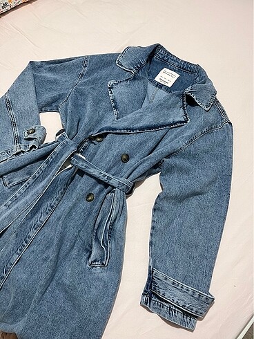 Pull and Bear Pull&Bear UZUN DENİM TRENÇKOT