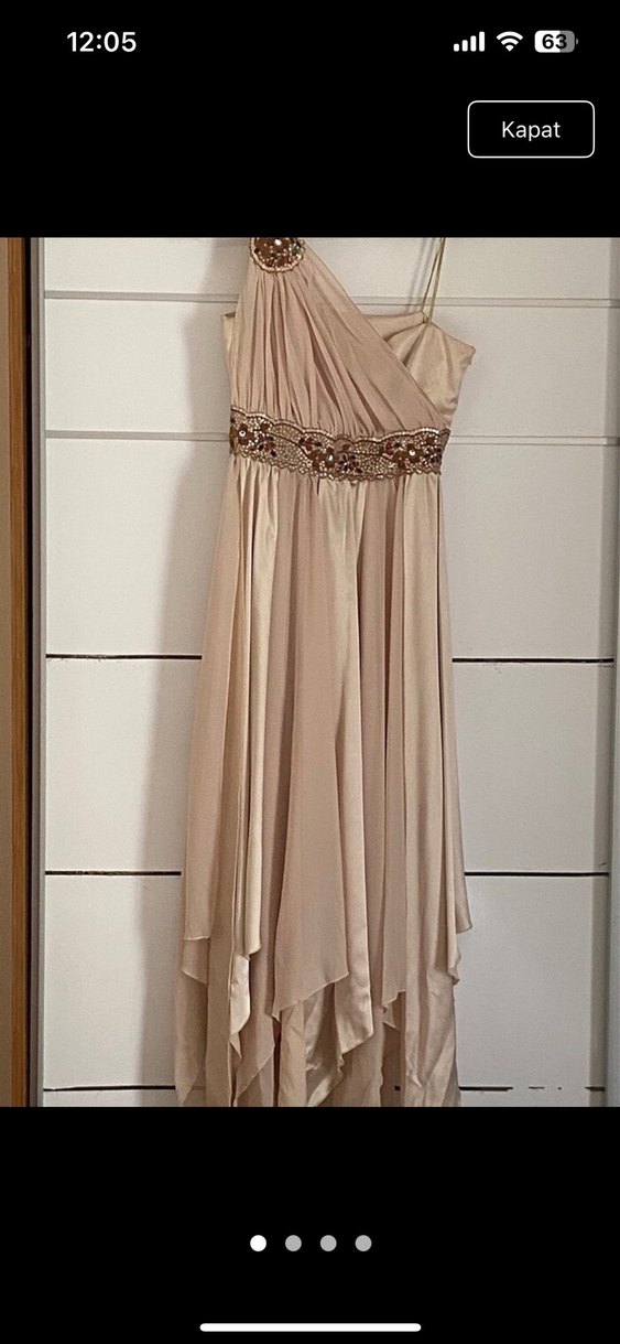 Nakışlı Bej Uzun Abiye Elbise - Görsel 3