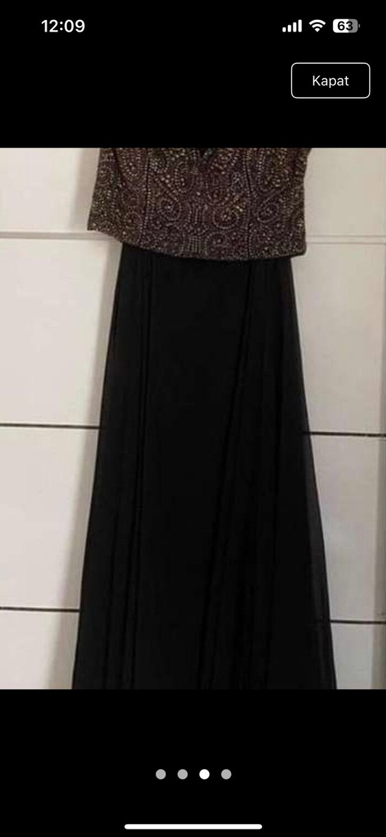 Siyah Payetli V Yakalı Midi Abiye Elbise - Görsel 3