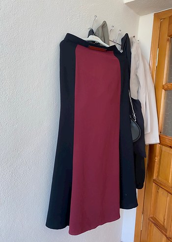 Bordo Siyah Bol Kesim Uzun Etek