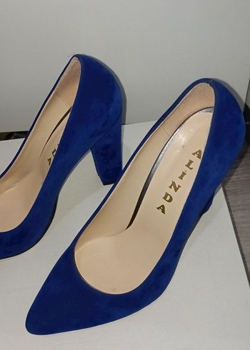 Diğer Mavi Süet Stiletto Topuklu Kadın Ayakkabı