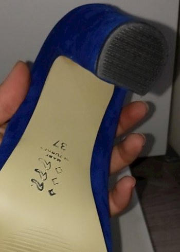 37 Beden Mavi Süet Stiletto Topuklu Kadın Ayakkabı