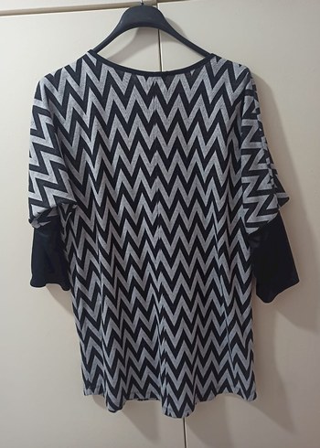 Gri Zebra Desenli Kadın Triko Tunik - Görsel 2