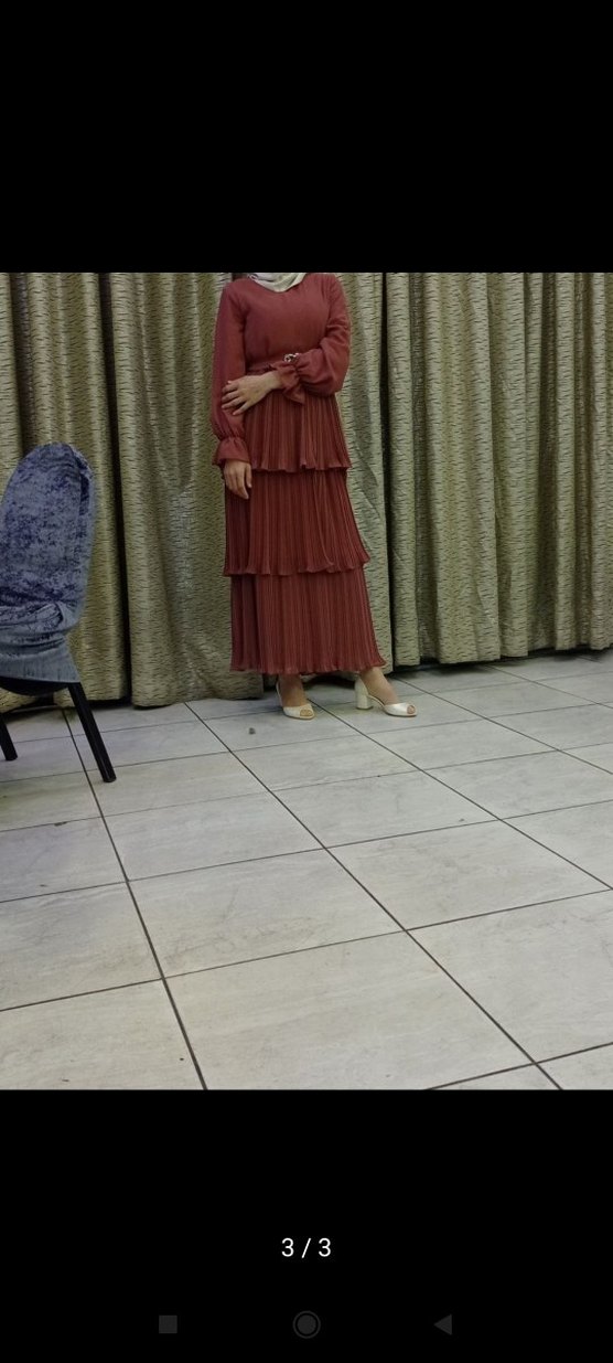 Kadın Kahverengi Piliseli Uzun Elbise - Görsel 3