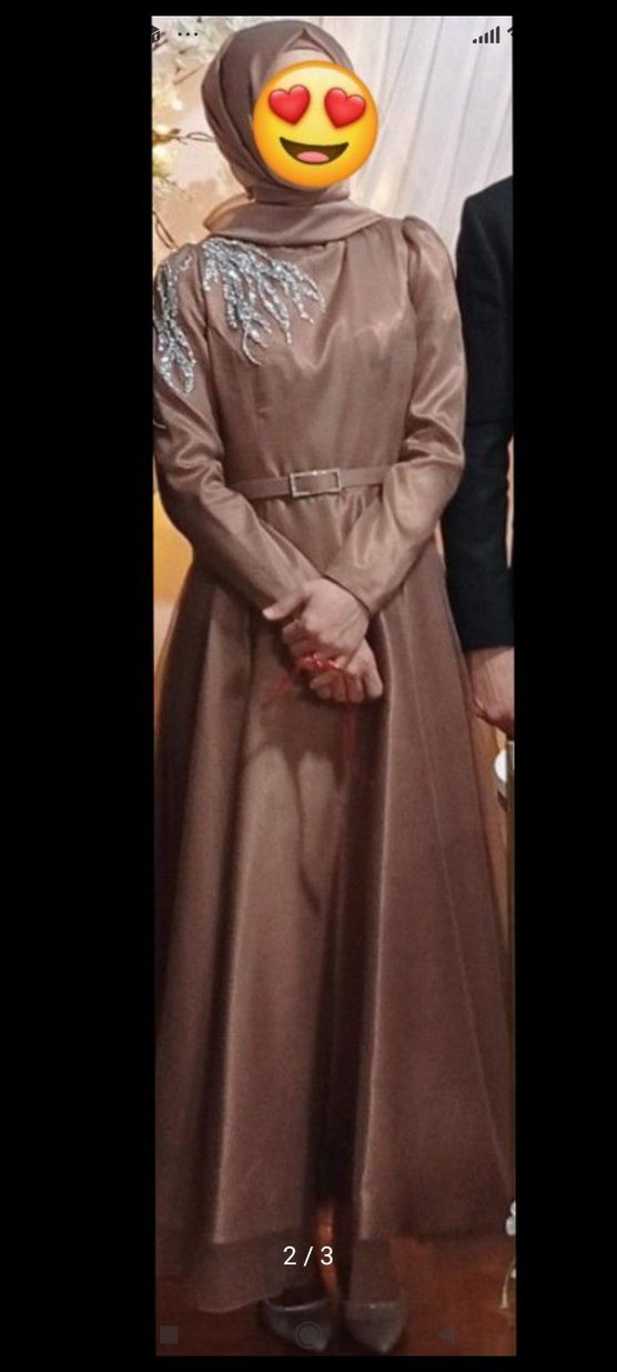 Uzun Bej Drapeli Nikah Elbisesi - Görsel 2