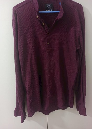 Bordo Düğmeli Erkek Gömlek - Görsel 3