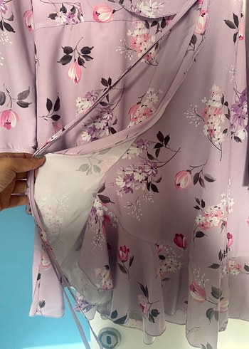 Mor Çiçekli Midi elbise - Görsel 5