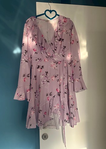 Mor Çiçekli Midi elbise - Görsel 4