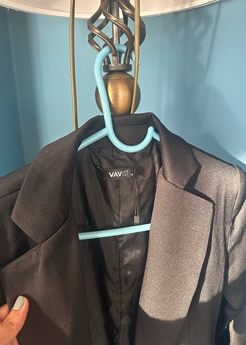 Siyah Uzun Kadın Ofis Kabanı - Görsel 4