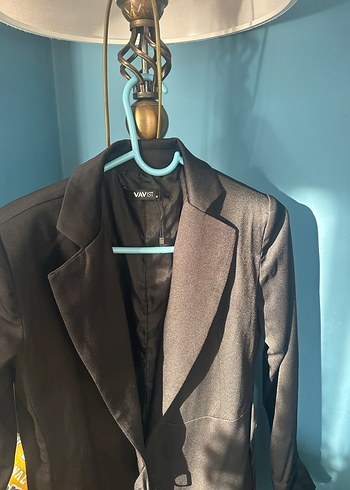 Siyah Uzun Kadın Ofis Kabanı - Görsel 7