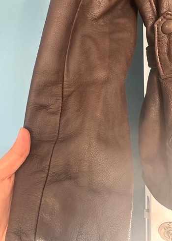 Kahverengi Kürklü Deri Kadın Ceket - Görsel 5