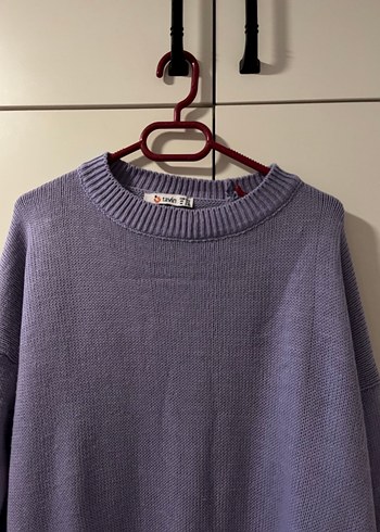 Lila Uzun Kollu Triko Midi Kazak - Görsel 2