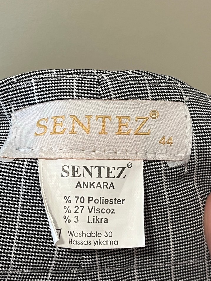 Gri Çizgili Kumaş Kadın Pantolon - Görsel 2