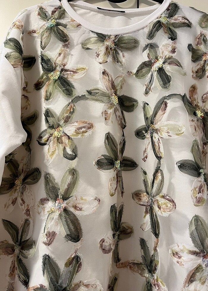 Tül çiçekli tunik - Görsel 2