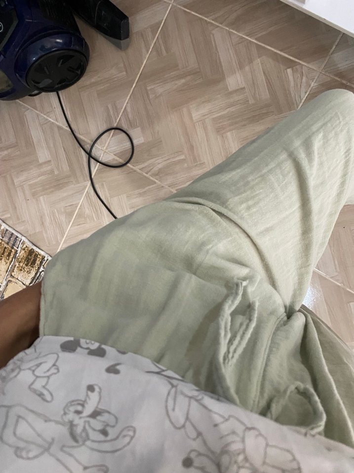 Kadın Khaki Keten  Detaylı Bol Pantolon - Görsel 3