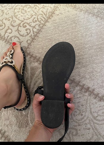 Siyah Yılan Desenli Tokalı Stiletto  Kadın Sandalet - Görsel 4